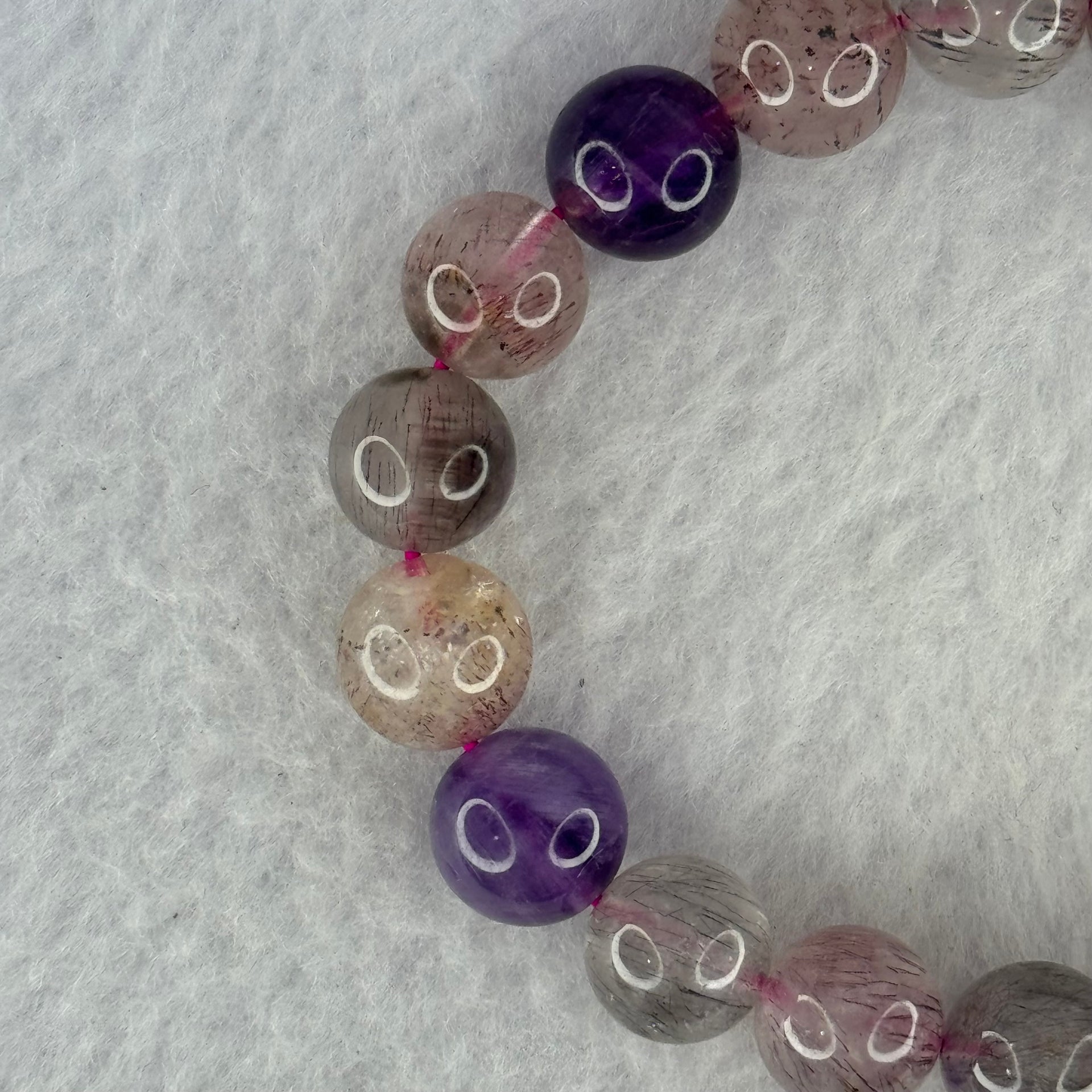 Natural Super 7 Beads Bracelet 32.24g 17.5cm 11.0mm 19 Beads - Huangs Jadeite and Jewelry Pte Ltd