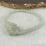 Special Type A Semi Icy Light Blueish Green Jadeite with Male Pixiu Charm Bracelet 5.61g 16cm 5.4mm 32 Beads 22.4 by 11.4 by 11.8mm 1pcs - Huangs Jadeite and Jewelry Pte Ltd