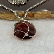 Natural Amber in S925 Sliver Necklace 11.95g 33.5 by 19.4 by 14.5mm - Huangs Jadeite and Jewelry Pte Ltd