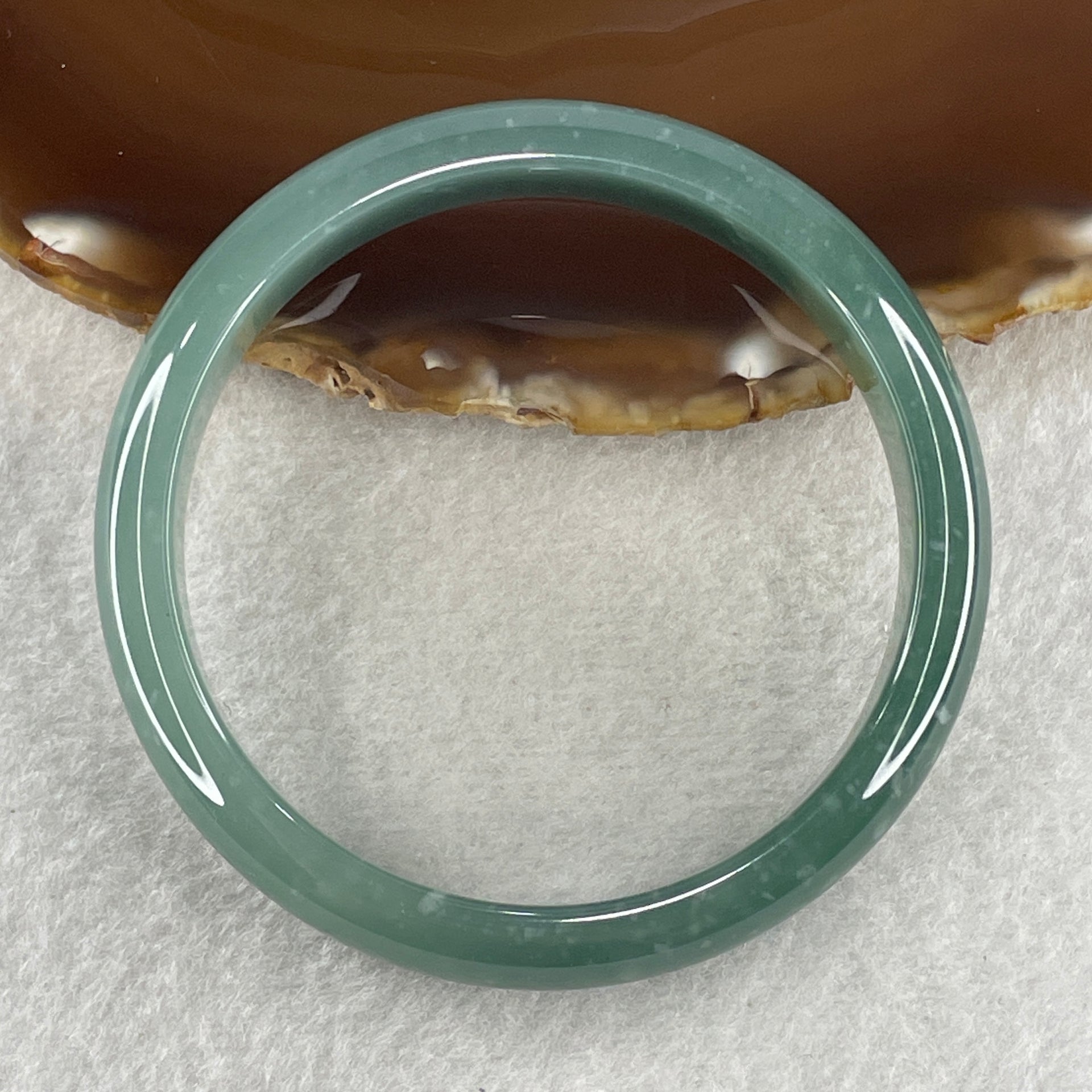 Certified Type A Semi Icy Blueish Green Jadeite Bangle 44.83g inner diameter 58.7mm 11.6 by 6.7mm (Perfect) - Huangs Jadeite and Jewelry Pte Ltd