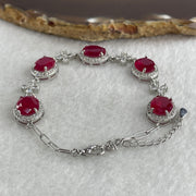 Certified Man Made Ruby Bracelet with Cubic Zirconia9.50g 10.0 by 8.0 by 3.0mm - Huangs Jadeite and Jewelry Pte Ltd