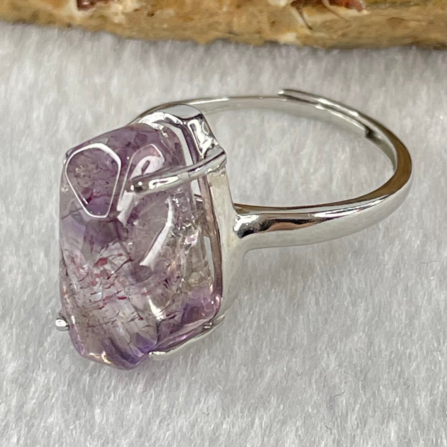 Natural Super 7 in S925 Sliver Ring (Adjustable Size) 4.25g 17.2 by 10.6 by 7.8mm - Huangs Jadeite and Jewelry Pte Ltd