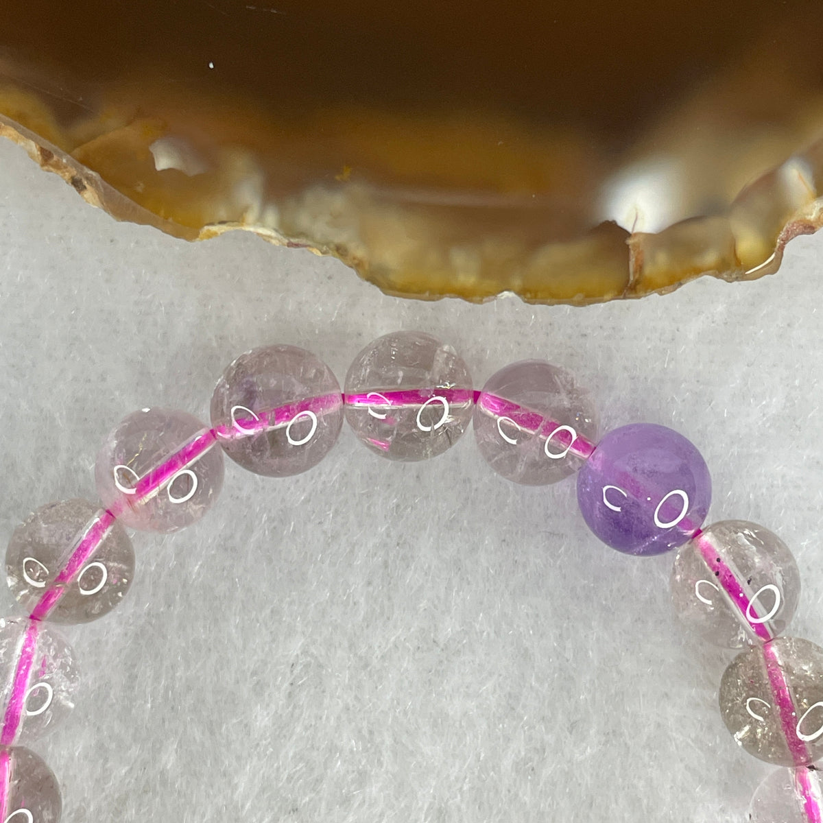 Certified Entry-Grade Natural Super 7 Crystal Beads Bracelet | Sleek Delicate Layering Strand | Authentic Sacred Seven Multi-Mineral Inclusions Quartz Spiritual Catalyst & Auric Shield Bracelet (14.86g | 15cm Length | 7.8mm | 24 Beads)