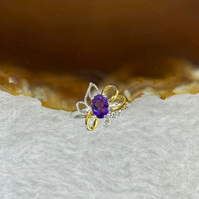 Natural Amethyst in 925 Sliver and Rose Gold Colour Ring 天然紫水晶925银戒指 (Adjustable Size) 2.05g 6.6 by 4.0 by 3.5mm - Huangs Jadeite and Jewelry Pte Ltd