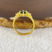 Natural Green Tourmaline with Crystals In S925 Sliver Gold Color Ring (Adjustable Size) 1.59g 3.6 by 2.6mm - Huangs Jadeite and Jewelry Pte Ltd