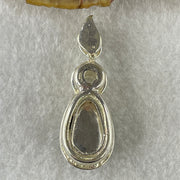 Type A Natural Semi Icy Bright Green Jadeite Tear Drop Shape Stone for Setting 18.1 by 10.5 by 3.0mm (On Silver Pendant Mold) 15.22g - Huangs Jadeite and Jewelry Pte Ltd