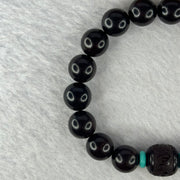 Natural India Zitan 天然小叶字檀木 Om Ma ni Padme Hum 六字真言 Beads Bracelet with Turquoise (Sinking Type) 11.53g 15.5cm 10.2mm 17 Beads, 11.8mm 1 Bead - Huangs Jadeite and Jewelry Pte Ltd