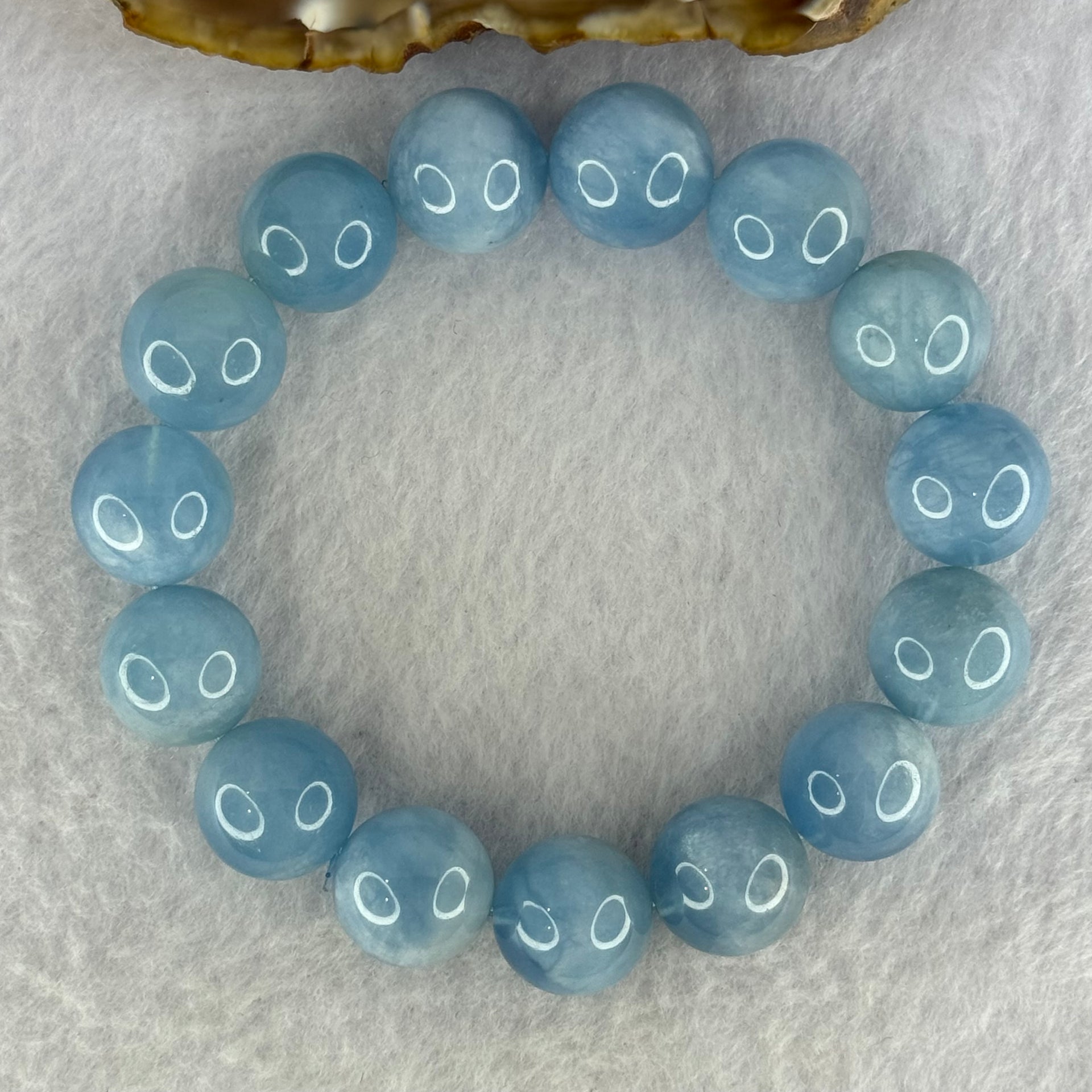 Natural Aquamarine Beads Bracelet 66.27g 19cm 14.8mm 15 Beads - Huangs Jadeite and Jewelry Pte Ltd