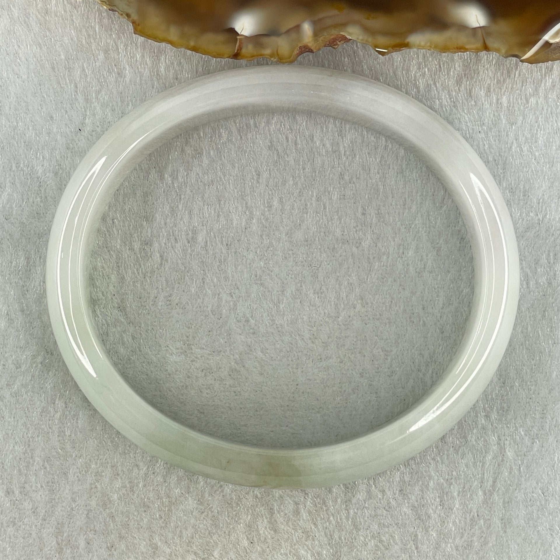 Natural Type A Faint Green Faint Lavender Jadeite Oval Bangle 37.24g Inner Diameter 56.6mm 12.7 by 6.4mm (Very Very Slight Internal Lines) - Huangs Jadeite and Jewelry Pte Ltd