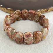 Certified Natural Alashan Agate Pink Shou Pai Bracelet 53.325g 17.5cm 20.3mm 16pcs - Huangs Jadeite and Jewelry Pte Ltd