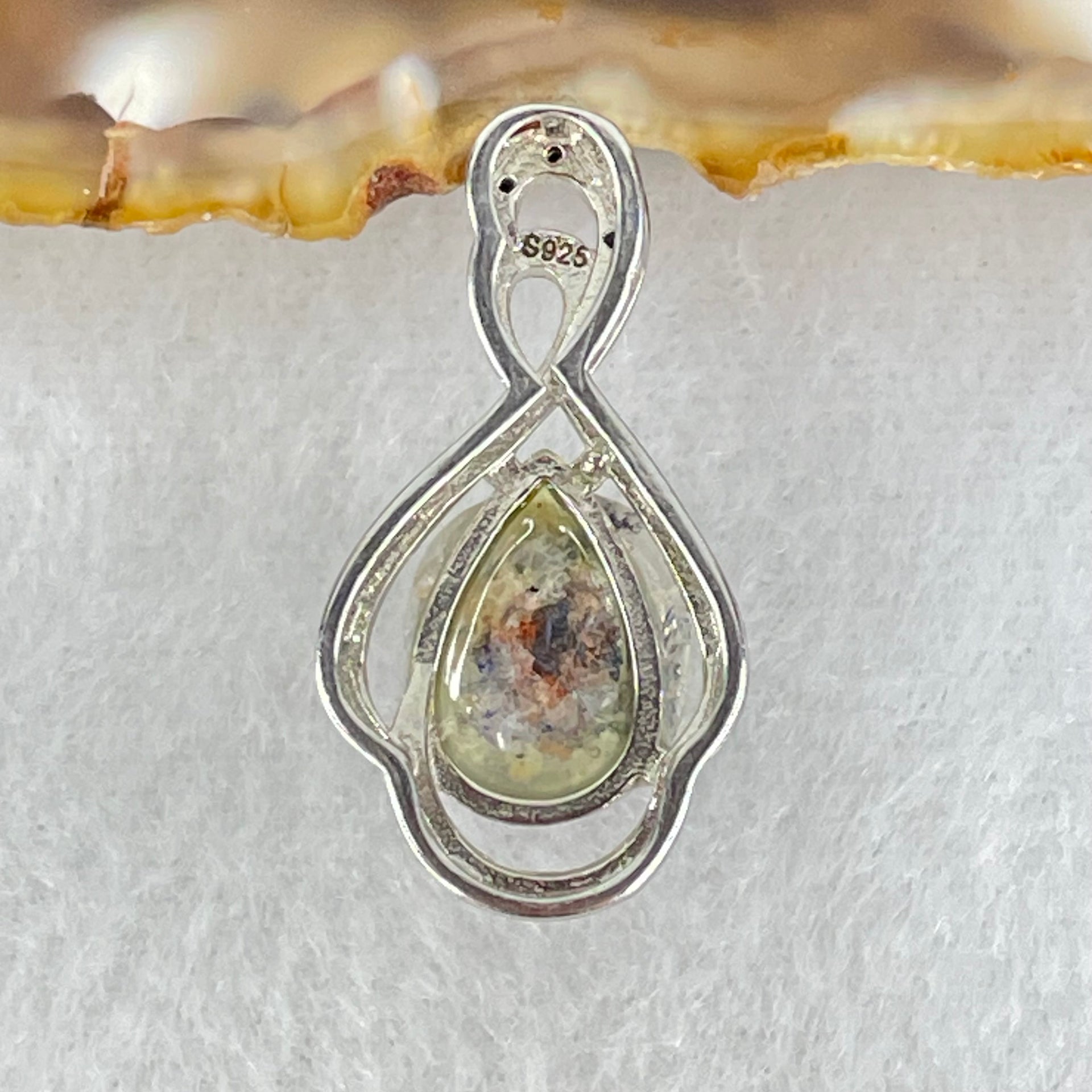 Above Average Grade Rare Natural Blue Dumortierite Rutilated Quartz in S925 Pendant 2.82g 11.1 by 9.7 by 7.0mm - Huangs Jadeite and Jewelry Pte Ltd