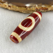 Natural Powerful Tibetan Old Oily Red White Agate One Eye Earth Element Dzi Bead Heavenly Master (Tian Zhu) 一眼土元素天珠 9.78g 37.7 by 13.1mm - Huangs Jadeite and Jewelry Pte Ltd
