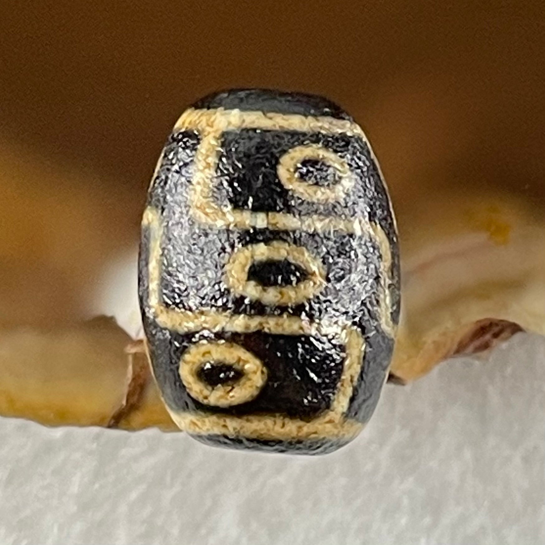 Natural Powerful Tibetan Old Oily Agate 9 Eyes Dzi Bead Heavenly Master (Tian Zhu) 九眼天诛 1.96g 13.6 by 10.0mm - Huangs Jadeite and Jewelry Pte Ltd