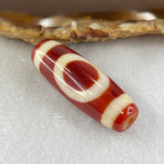 Natural Powerful Tibetan Old Oily Red White Agate One Eye Fire Sign Dzi Bead Heavenly Master (Tian Zhu) 一眼火天珠 10.31g 37.7 by 13.3mm - Huangs Jadeite and Jewelry Pte Ltd