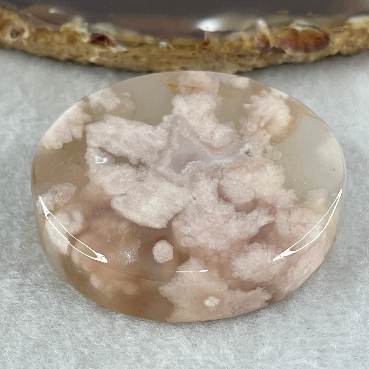 Natural Pink Flower Agate Oval Bangle Set | (63.99g | 54.6mm ID| 8.2 x 7.1mm | Blooming Self-Love & Emotional Renewal Anchor, Feng Shui Harmony & Petite Guifei Stacking Bangle Set) - Huangs Jadeite and Jewelry Pte Ltd