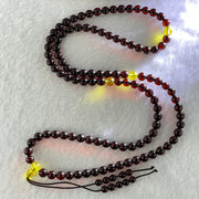 Natural Blood Red with Yellow Amber Beads Necklace 天然血珀项链 12.33g 62cm 5.8mm 108 Beads 6.0mm 3 Yellow Beads - Huangs Jadeite and Jewelry Pte Ltd