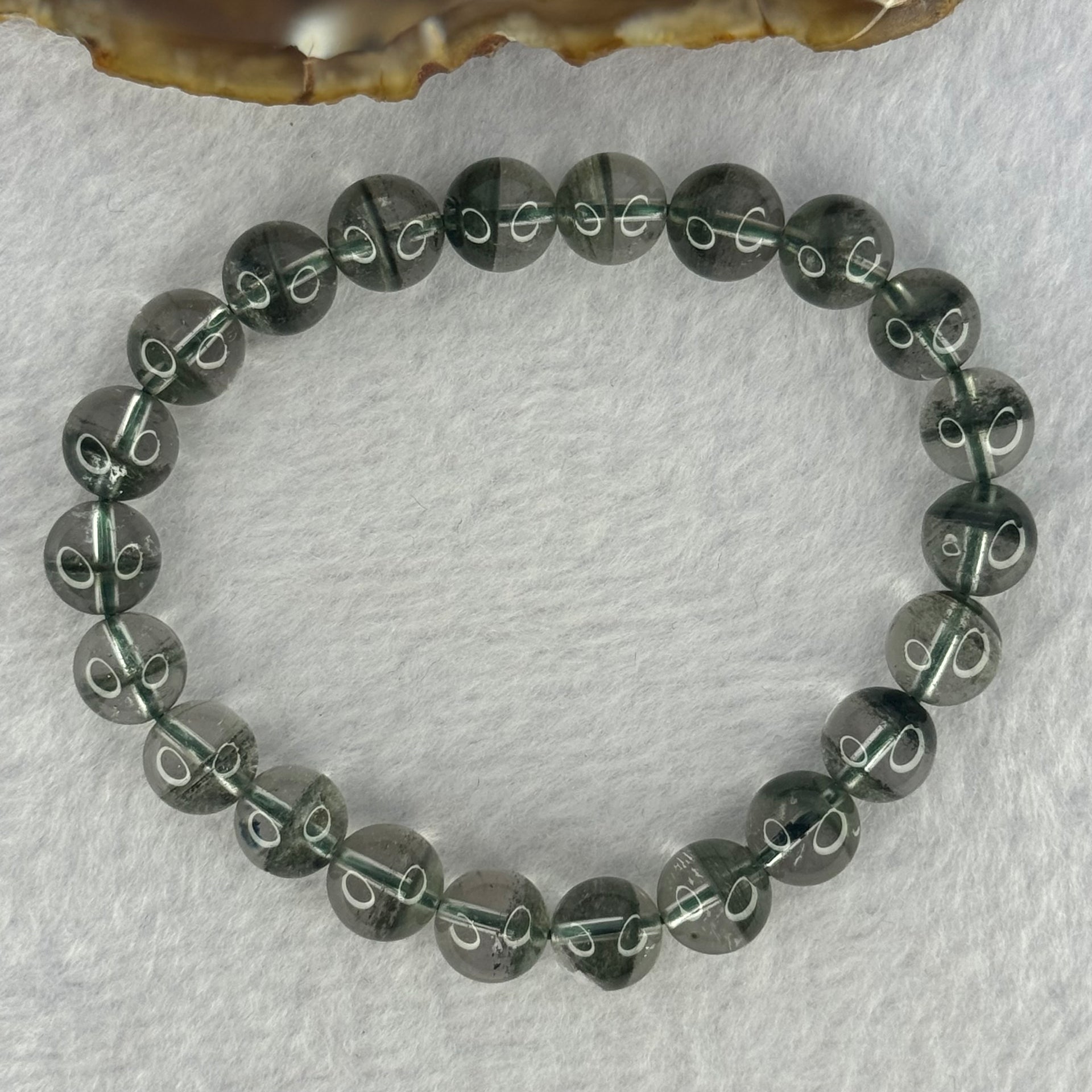 Very Good Grade Natural Green Phantom Quartz Beads Bracelet 23.14g 17cm 9.3mm 22 Beads - Huangs Jadeite and Jewelry Pte Ltd
