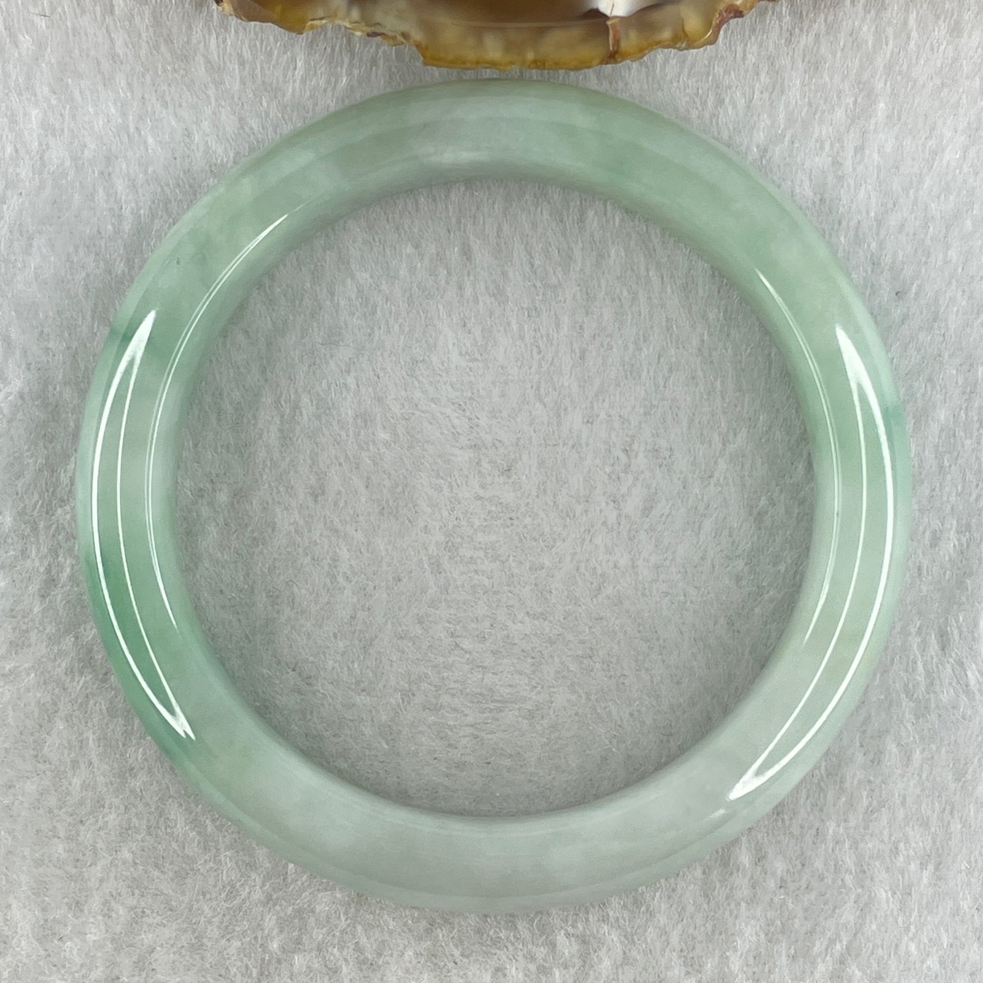 Type A Natural Light Green with Blueish Green Flora Piao Hua Jadeite Bangle 43.45g Inner Diameter 51.9mm 11.2 by 7.6mm (Very Very Slight Internal Lines) - Huangs Jadeite and Jewelry Pte Ltd