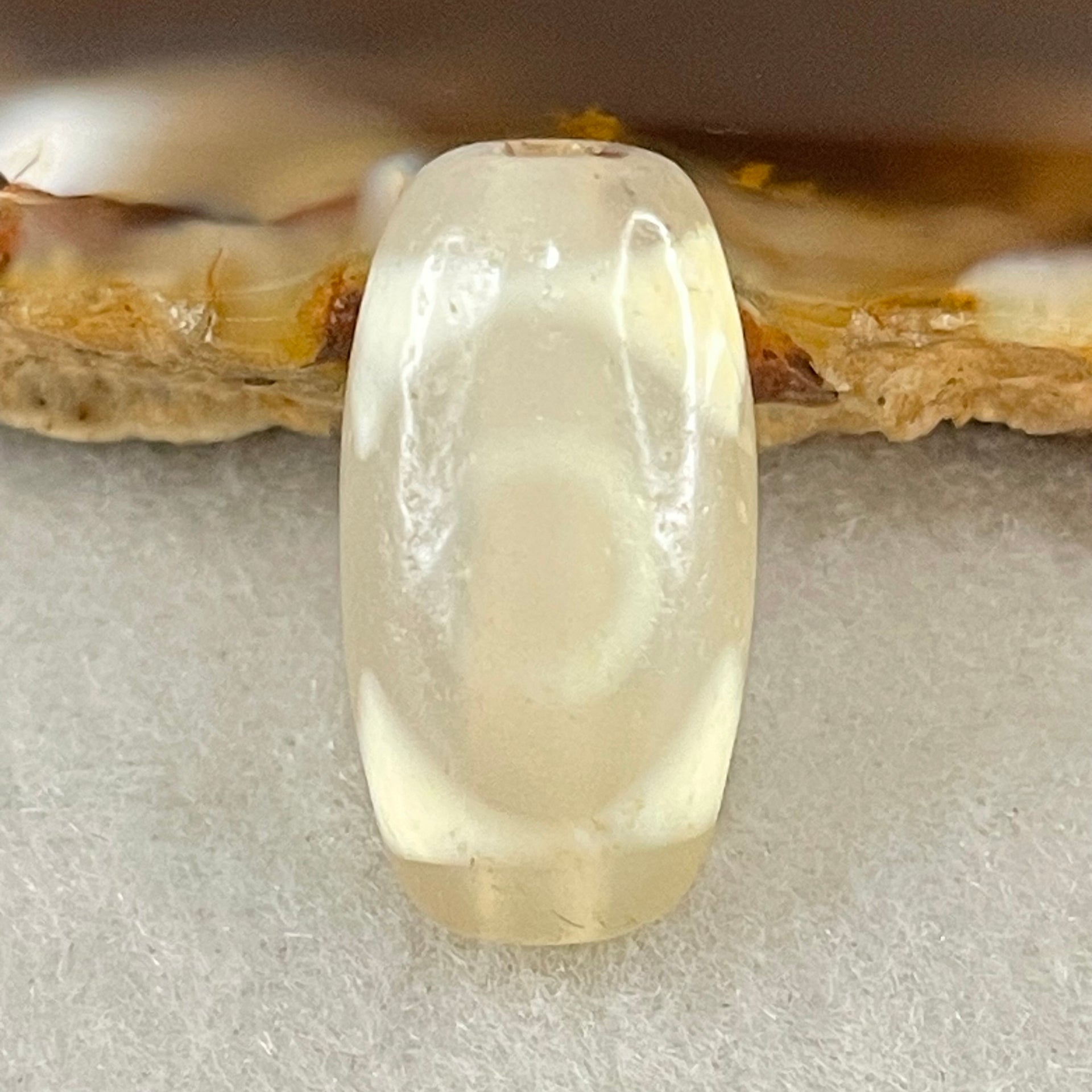 Natural Powerful Tibetan Old Oily Agate 3 Eyes Dzi Bead Heavenly Master (Tian Zhu) 三眼天诛 2.92g 19.3 by 10.2mm - Huangs Jadeite and Jewelry Pte Ltd