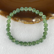 High Grade Natural Type A Blueish Green Jadeite Beads Bracelet 13.88g 15.5cm 6.6mm 29 Beads - Huangs Jadeite and Jewelry Pte Ltd
