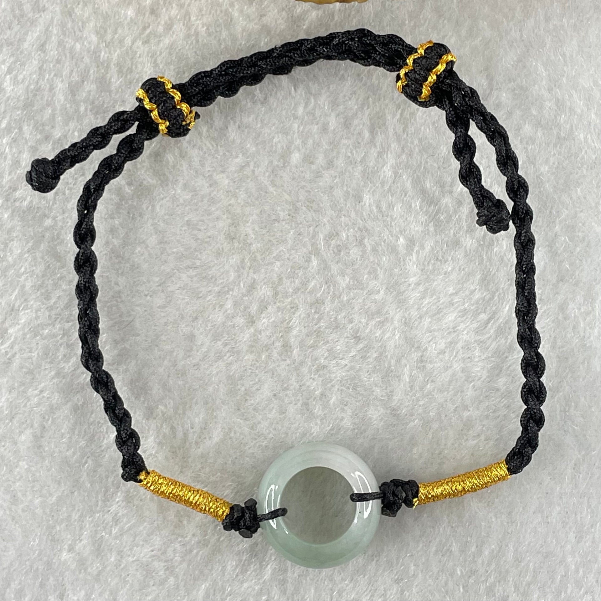 Type A Lavender Green Jadeite Ping An Kou Donut With String Bracelet 2.72g 15.1 by 6.5mm - Huangs Jadeite and Jewelry Pte Ltd