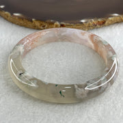 Natural Pinkish with White Flower Agate Bangle 43.81g Internal Diameter 60.5mm 11.3 by 8.8mm (Perfect) - Huangs Jadeite and Jewelry Pte Ltd