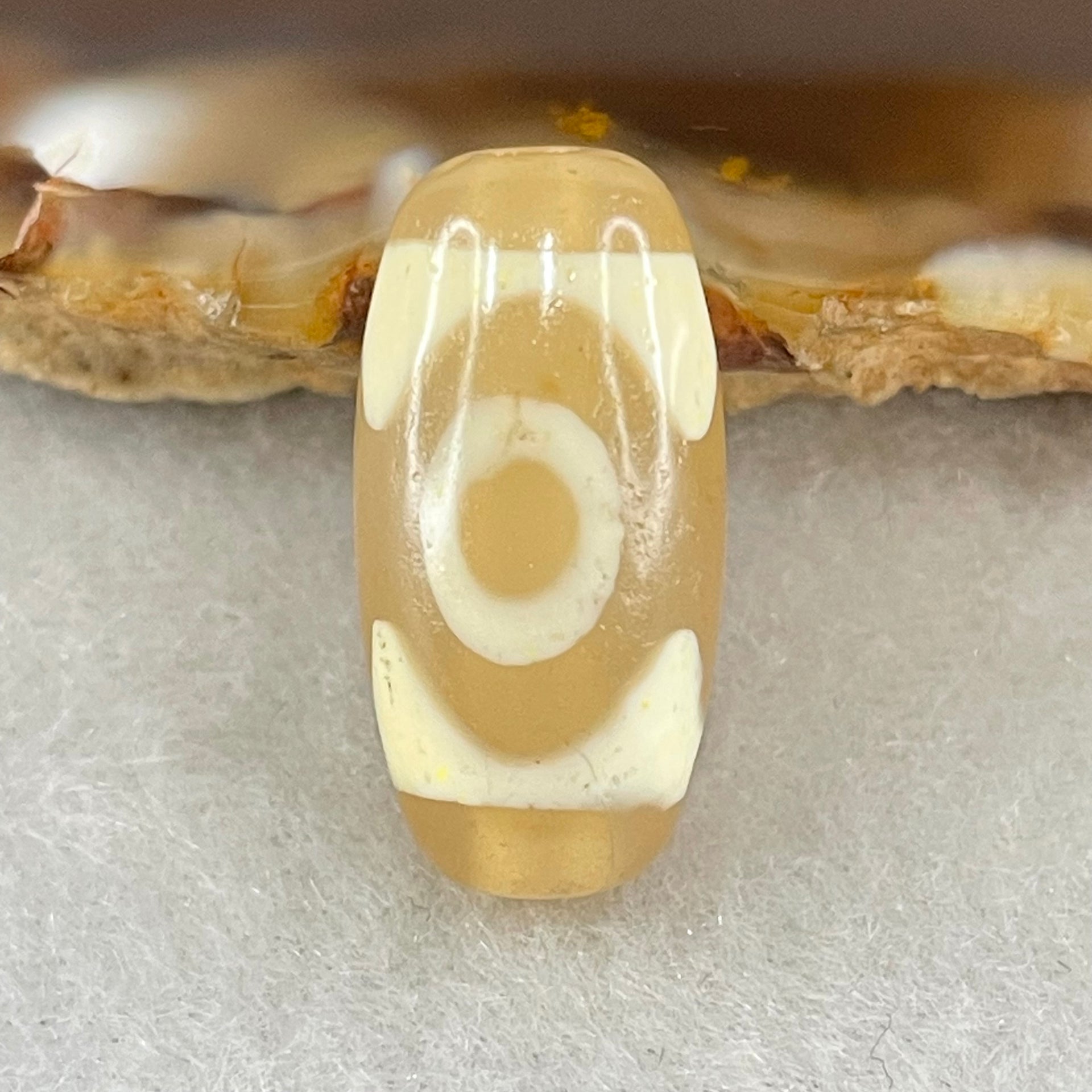 Natural Powerful Tibetan Old Oily Agate 3 Eyes Dzi Bead Heavenly Master (Tian Zhu) 三眼天诛 2.84g 19.8 by 10.0mm - Huangs Jadeite and Jewelry Pte Ltd