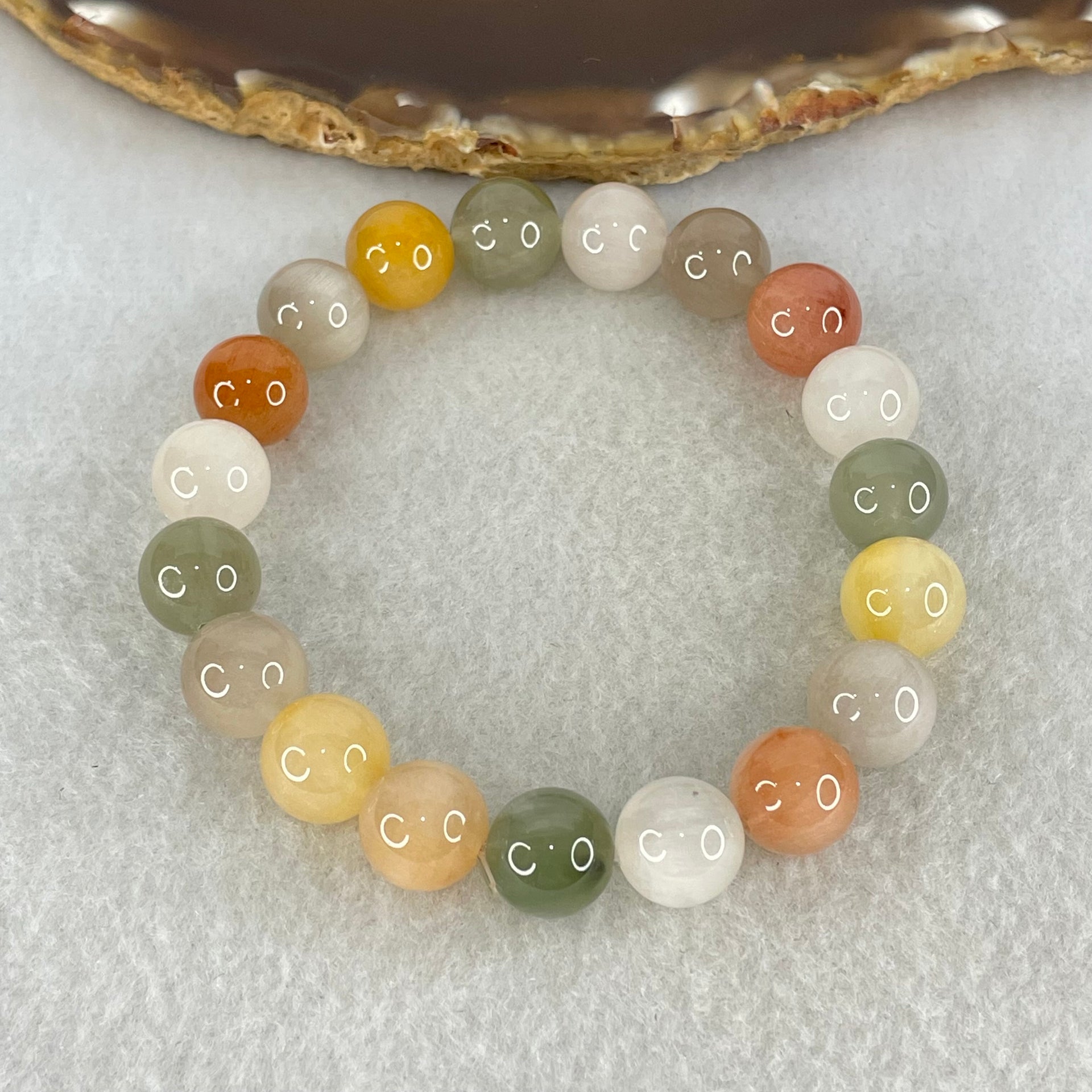 Above Average Grade Natural Muti Colour Rabbit Hair Rutilated Quartz Beads Bracelet 31.30g 17cm 10.8mm 19 Beads - Huangs Jadeite and Jewelry Pte Ltd