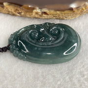 Natural Type A Blueish Green Jadeite Dragon Head on Ruyi Pendant 17.96g 43.5 by 29.4 by 6.5mm - Huangs Jadeite and Jewelry Pte Ltd