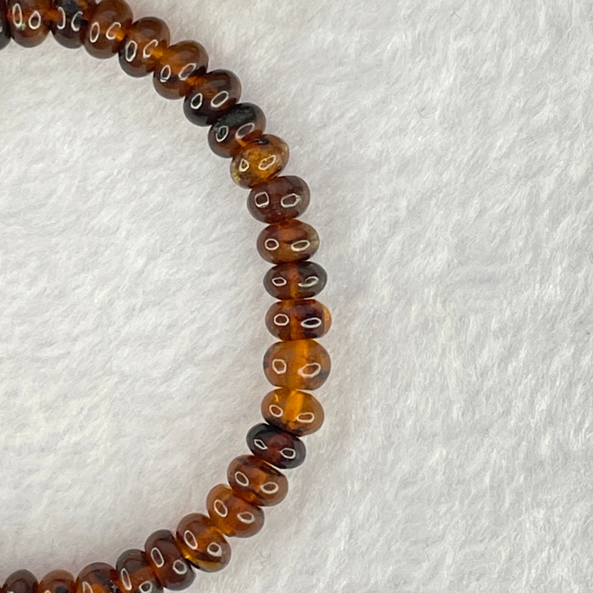 Natural Dark Brownish Yellow Medicine Amber Beads Bracelet 天然抚顺药珀手链 4.29g 14.5cm 6.5mm 43 Beads - Huangs Jadeite and Jewelry Pte Ltd