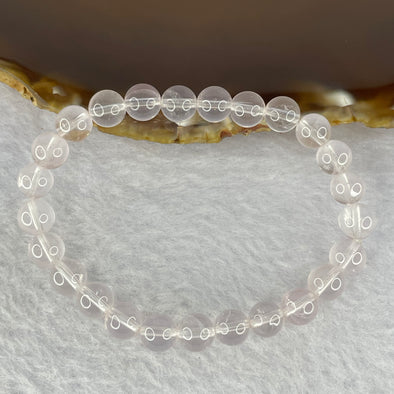 Natural Super Clear Rose Quartz Beads Bracelet 12.97g 7.5 mm 25 Beads - Huangs Jadeite and Jewelry Pte Ltd