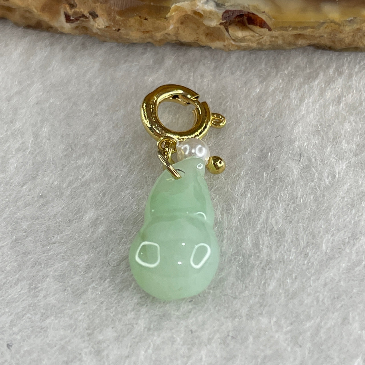 Natural Type A Green Jadeite Hulu Charm 1.38g 14.2 by 7.9 by 6.2mm