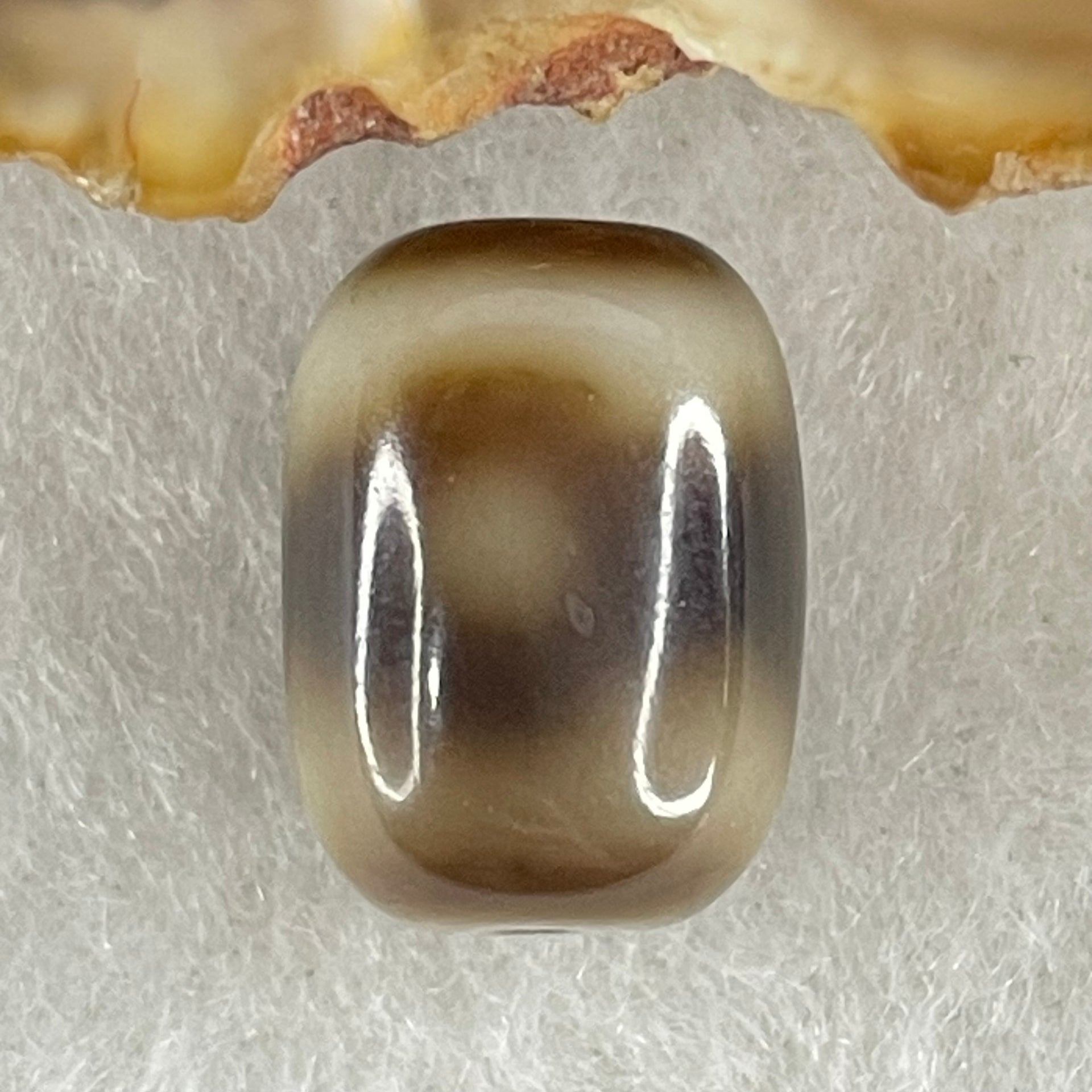 Natural Powerful Tibetan Old Oily Agate 3 Eyes Dzi Bead Heavenly Master (Tian Zhu) 三眼天诛 2.30g 13.7 by 10.2mm - Huangs Jadeite and Jewelry Pte Ltd