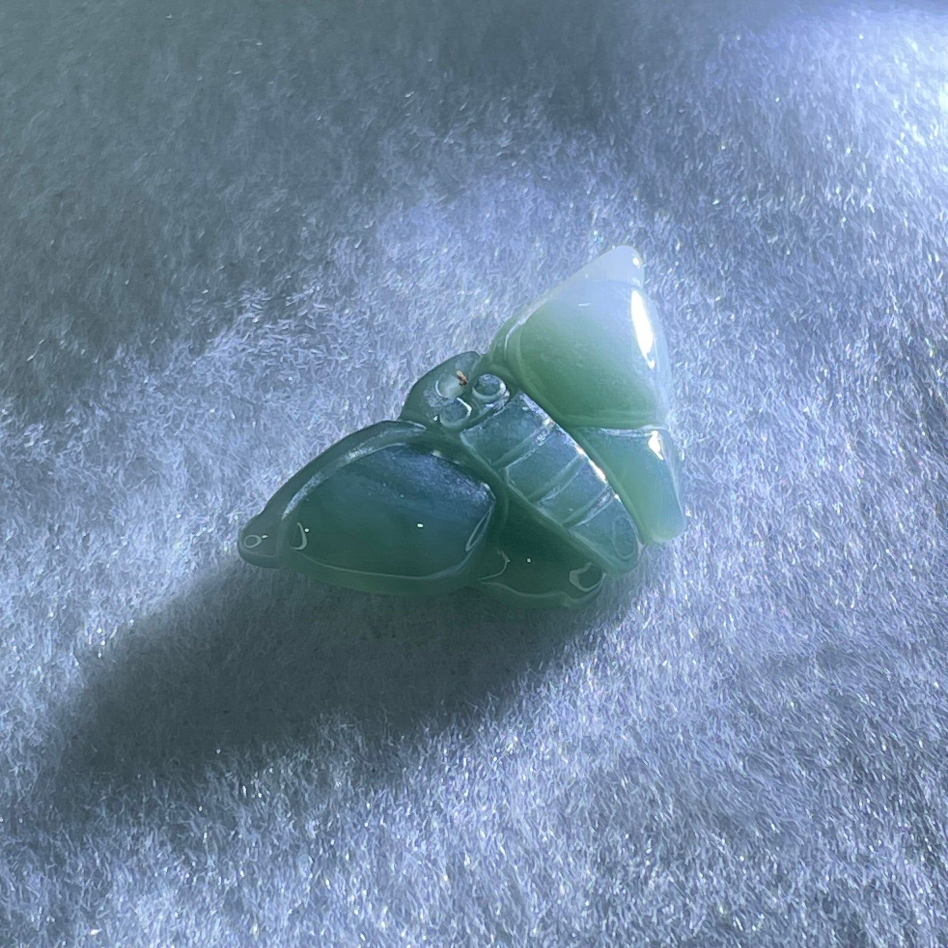 Type A Icy Blueish Green to White Jadeite Butterfly Pendant 3.27g 29.5 by 16.3 by 4.2mm - Huangs Jadeite and Jewelry Pte Ltd