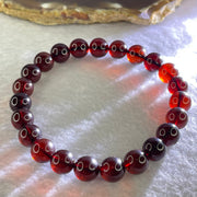 Natural Dark Red Blood Amber Beads Bracelet 天然血珀手链 8.12g 17cm 8.7mm 23 Beads - Huangs Jadeite and Jewelry Pte Ltd