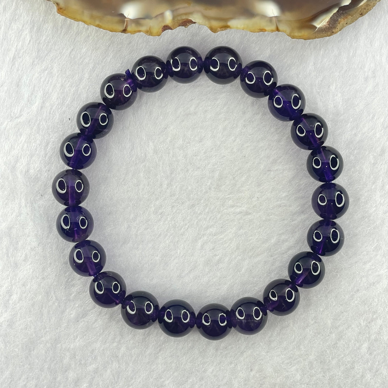 Good Grade Natural Amethyst Bracelet 22.81g 16.5cm 9.2mm 22 Beads - Huangs Jadeite and Jewelry Pte Ltd