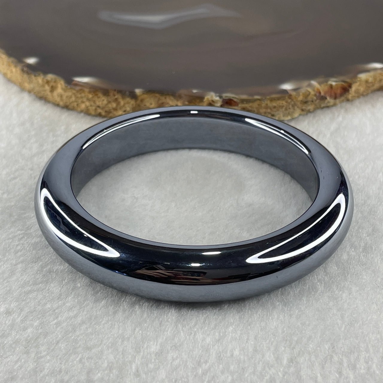Natural Hematite Bangle 43.62g Inner Diameter 58.3mm 12.1 by 9.0mm (Perfect)