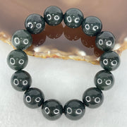 Natural Dark Green Nephrite Beads Bracelet 72.84g 17cm 14mm - Huangs Jadeite and Jewelry Pte Ltd