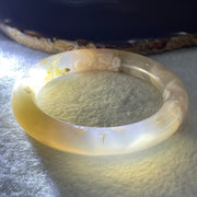 Natural Faint Yellow Flower Agate Bangle 58.92g Internal Diameter 58.8mm 11.8 by 12.3mm (Perfect) - Huangs Jadeite and Jewelry Pte Ltd