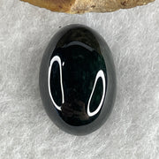 Type A Translucent Black Omphacite Jadeite Round Cabouchon Stone For Setting 2.08g 15.6 by 10.9 by 6.1mm - Huangs Jadeite and Jewelry Pte Ltd