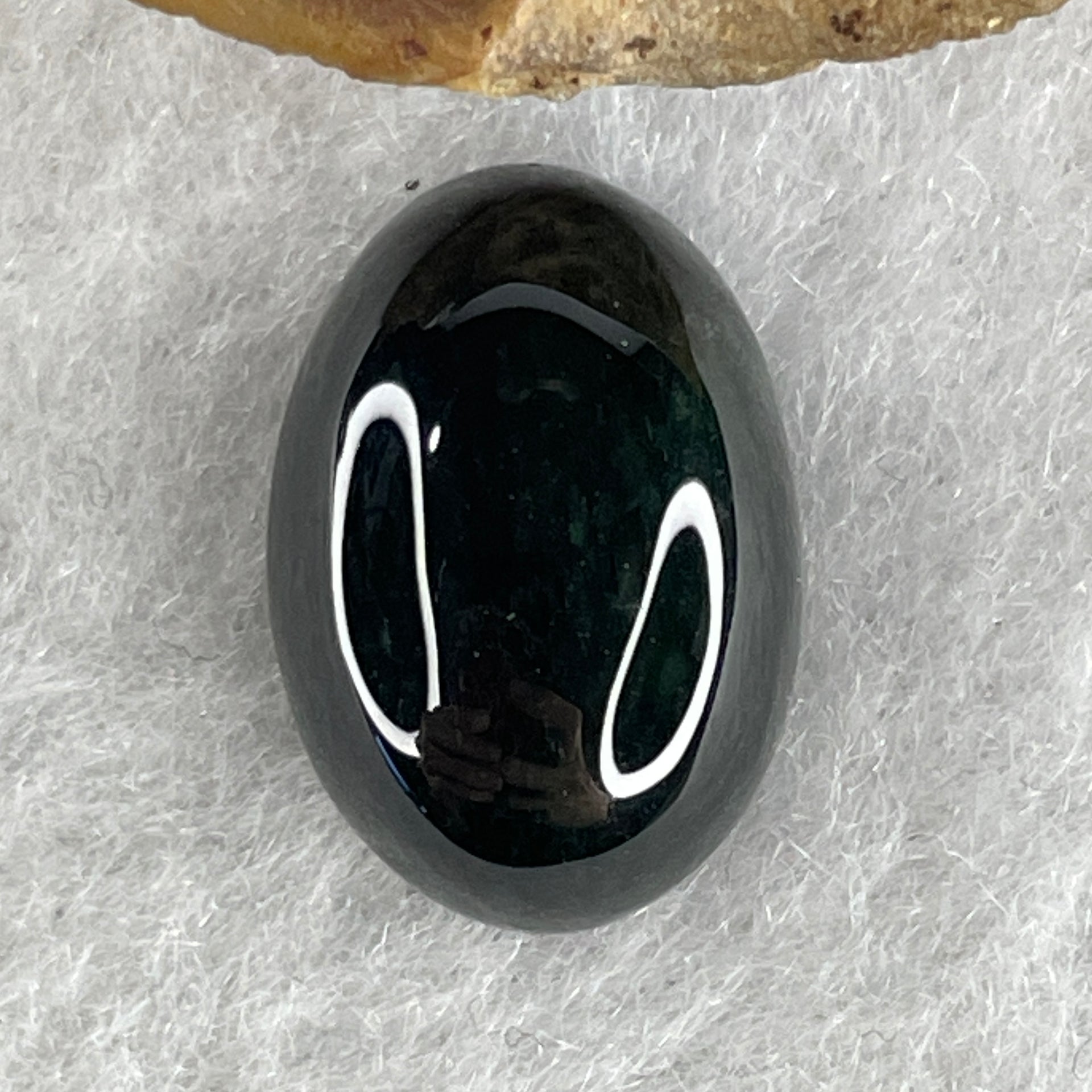 Type A Translucent Black Omphacite Jadeite Round Cabouchon Stone For Setting 2.08g 15.6 by 10.9 by 6.1mm - Huangs Jadeite and Jewelry Pte Ltd