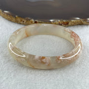Natural Pinkish Flower Agate Oval Bangle 37.29g Internal Diameter 60.3mm 12.9 by 7.3mm (Perfect) - Huangs Jadeite and Jewelry Pte Ltd