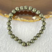 Natural Pyrite Beads Bracelet 天然黄铁矿手链 15.64g 13cm 6.4mm 25 Beads - Huangs Jadeite and Jewelry Pte Ltd
