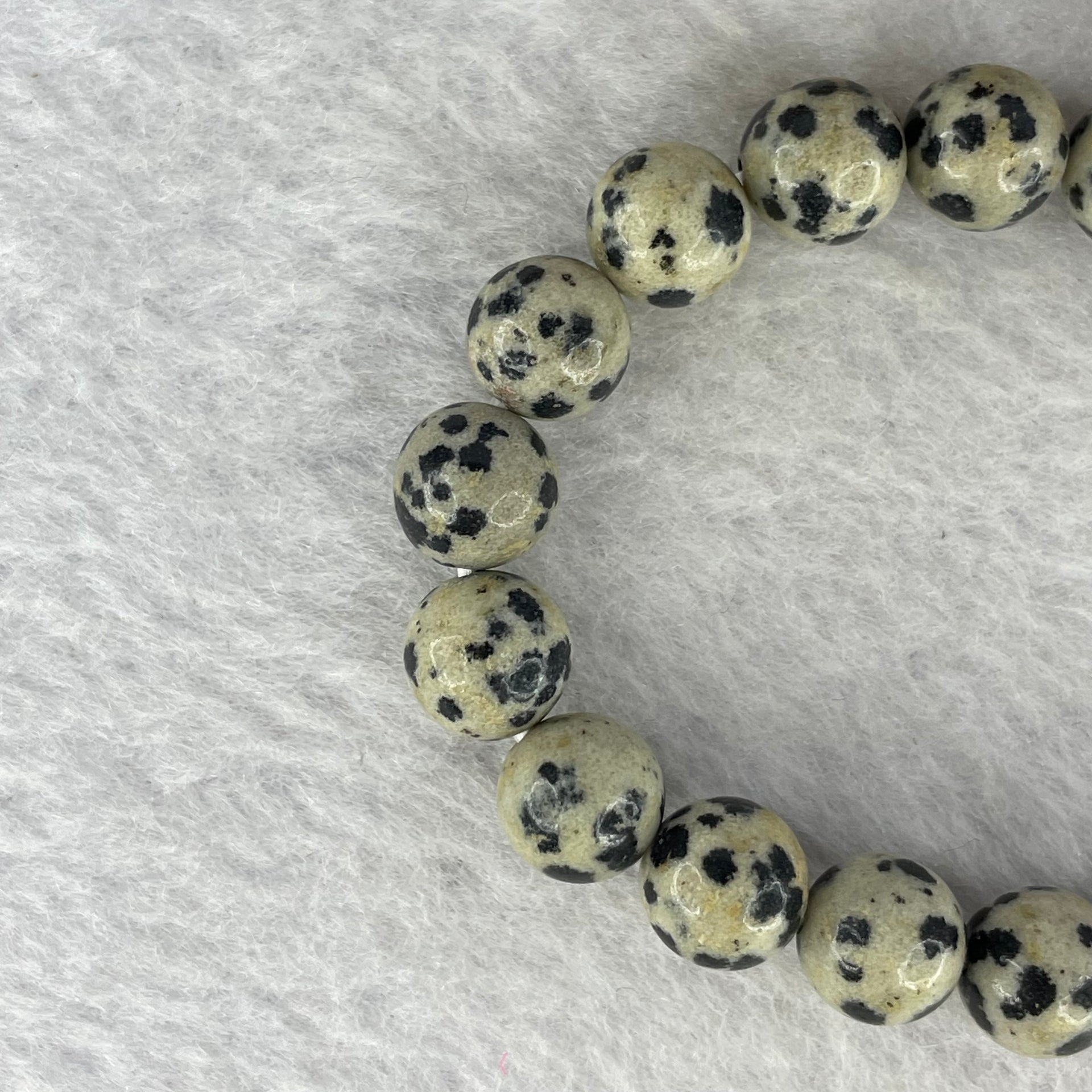 Natural Dalmatian Jasper Stone Bracelet 15.52g 13cm 8.5mm 19 Beads - Huangs Jadeite and Jewelry Pte Ltd