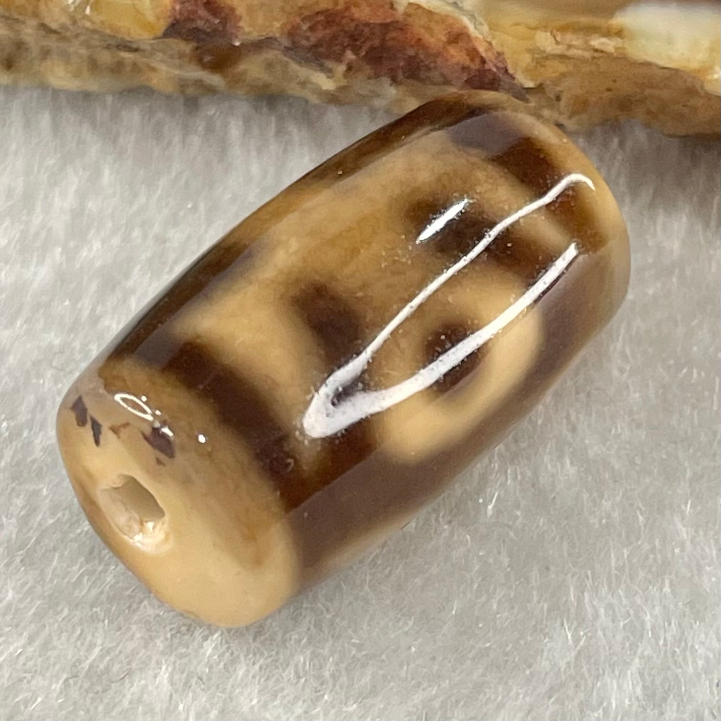 Natural Powerful Tibetan Old Oily Agate Patina Guiren Tairen Human Dzi Bead Totem Amulet Heavenly Master (Tian Zhu) 贵人天诛 4.81g 19.8 by 11.8mm - Huangs Jadeite and Jewelry Pte Ltd