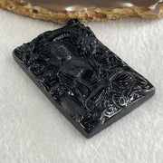 Type A Opaque to Partial Translucent Black Omphacite Jadeite Amitabha Buddha with Dragon Pendant Dog and Boar Pig Zodiac Guardian 37.44g 62.5 by 41.7 by 9.7mm - Huangs Jadeite and Jewelry Pte Ltd