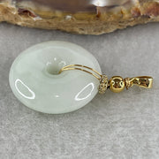 Natural Type A Faint Green to White Jadeite Ping An Kou Pendant | 21mm Ultra-Thick Jade Peace Disc Talisman (6.86g | 21.4 x 7.1mm) - Huangs Jadeite and Jewelry Pte Ltd