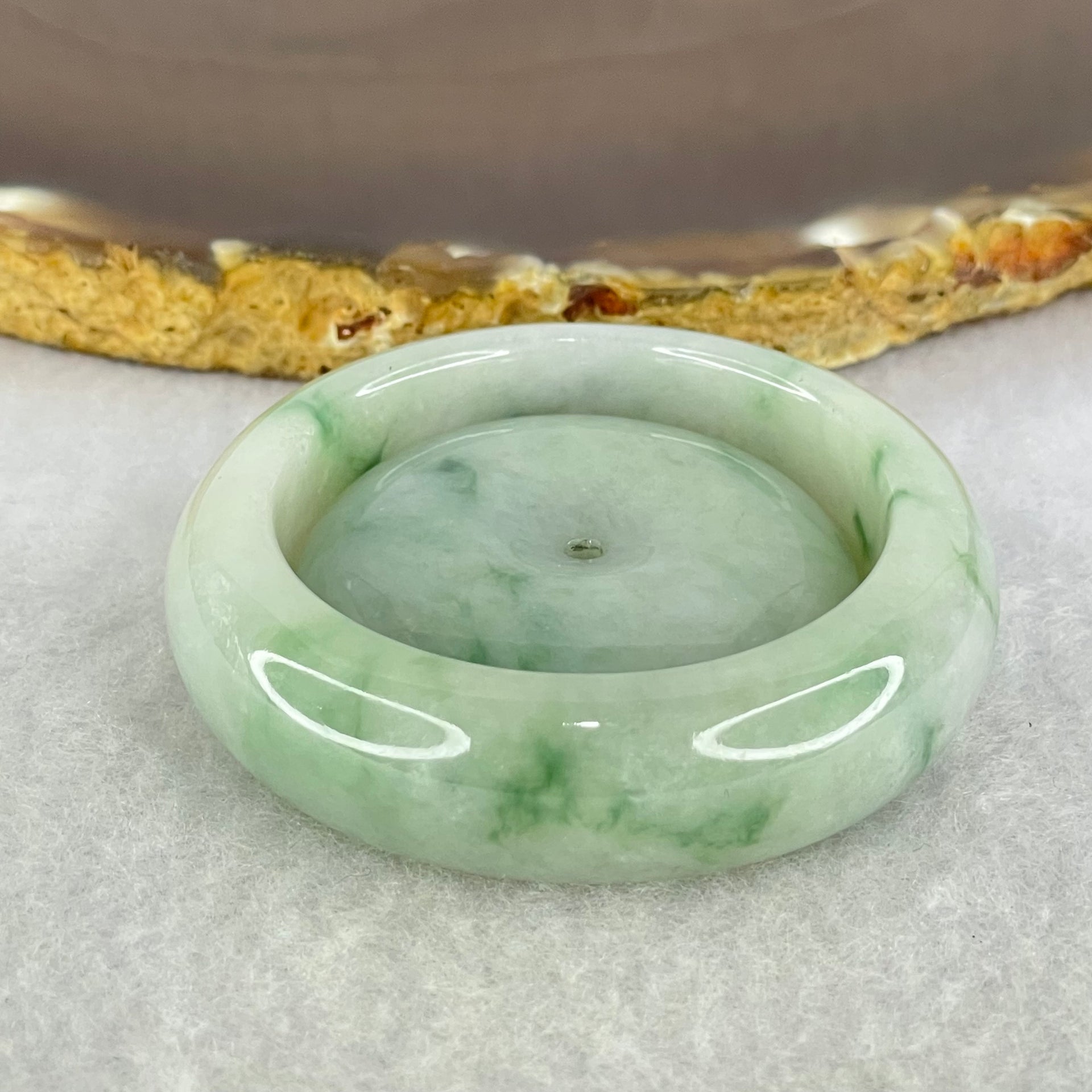 Type A Green Lavender with Green Piao Hua Jadeite Baby Bangle and Ping An Kou Donut Set 63.29g 13.7 by 7.7mm 35.5 by 11.0mm (Close to Perfect) - Huangs Jadeite and Jewelry Pte Ltd