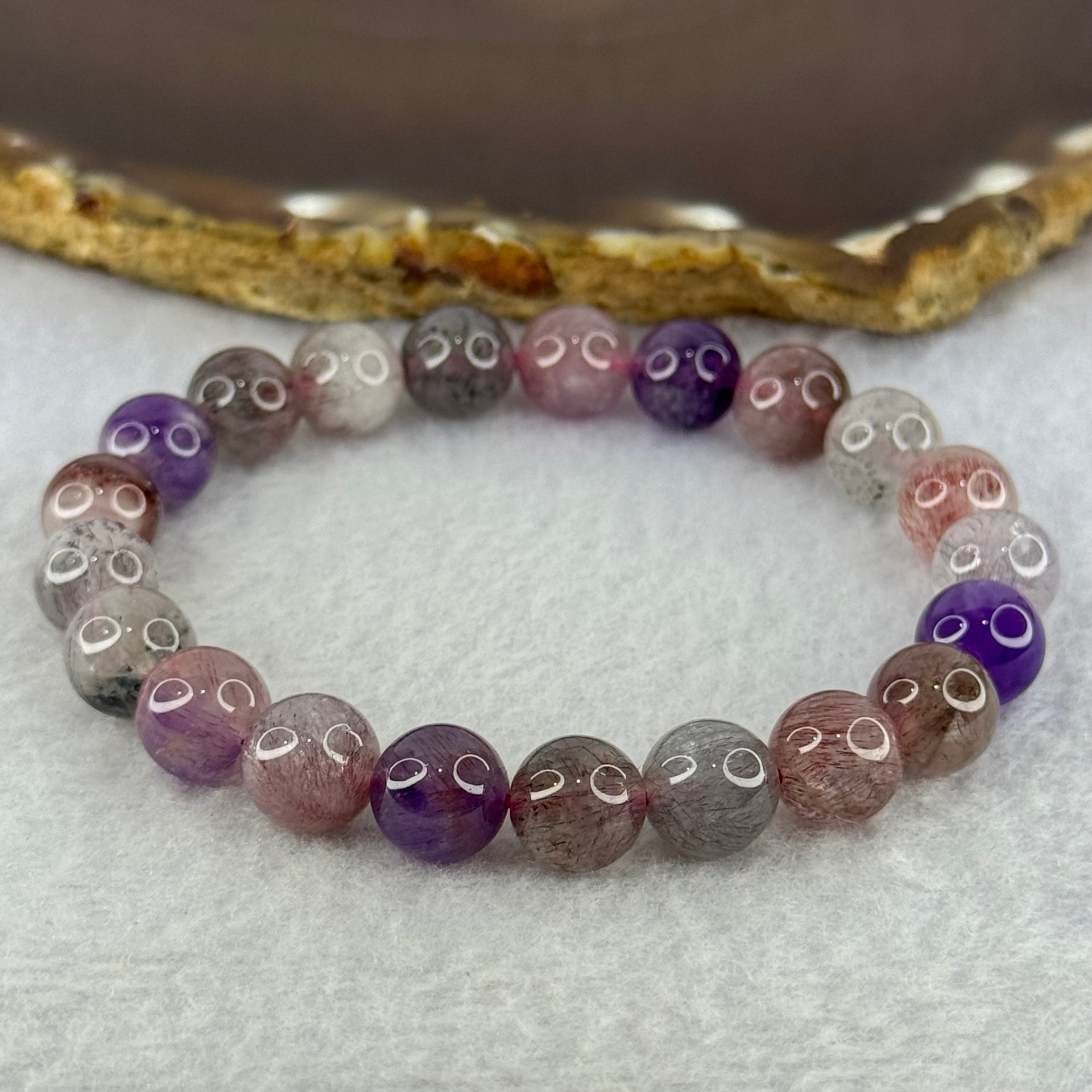 Natural Super 7 Beads Bracelet 22.55g 16cm 9.3mm 21 Beads - Huangs Jadeite and Jewelry Pte Ltd