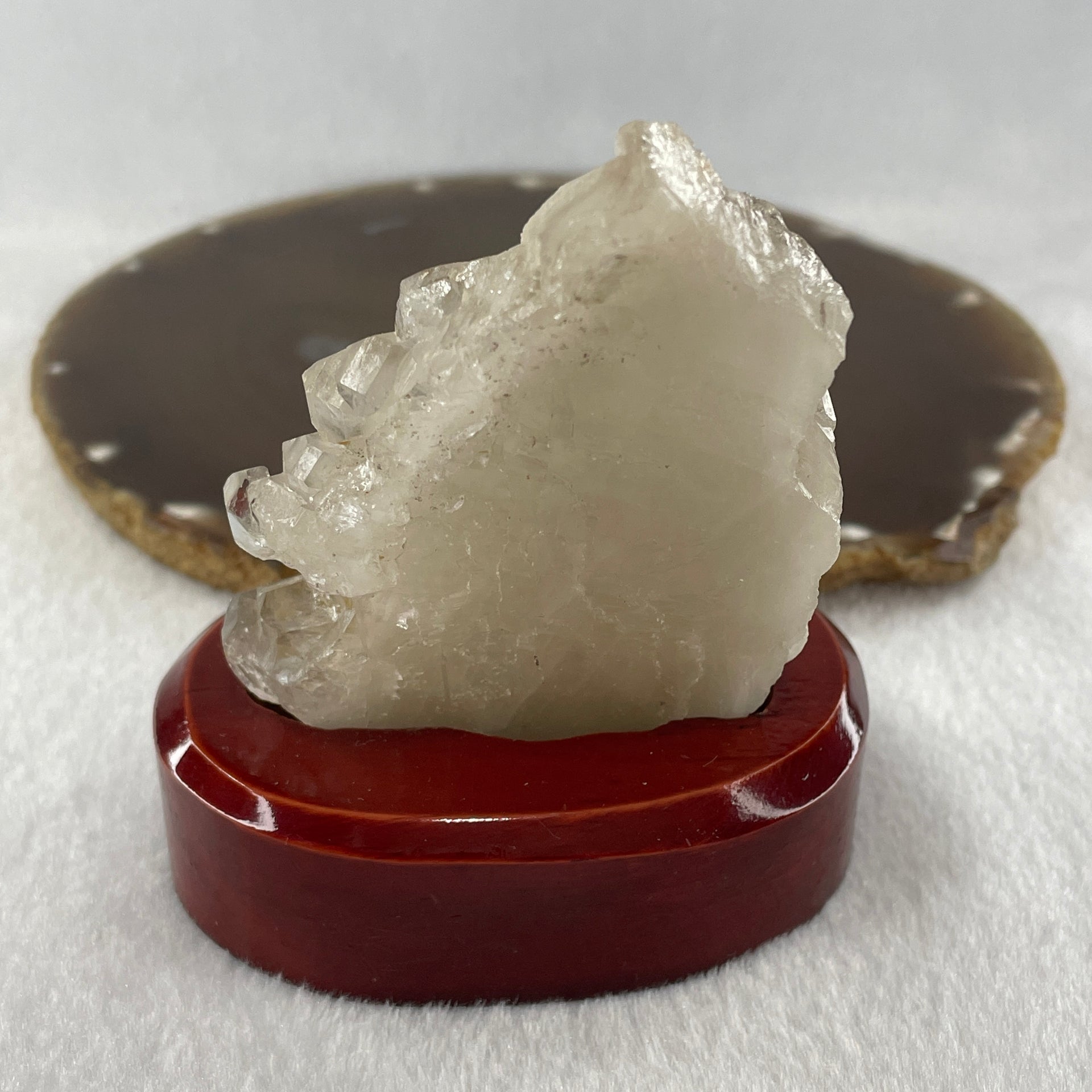 Natural Smoky Quartz Rough Rectangular Shape Display in Wooden Stand 164.95g 76.3 by 55.5 by 86.7mm - Huangs Jadeite and Jewelry Pte Ltd